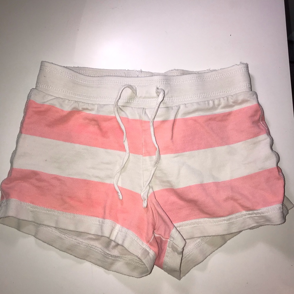 pink and white shorts